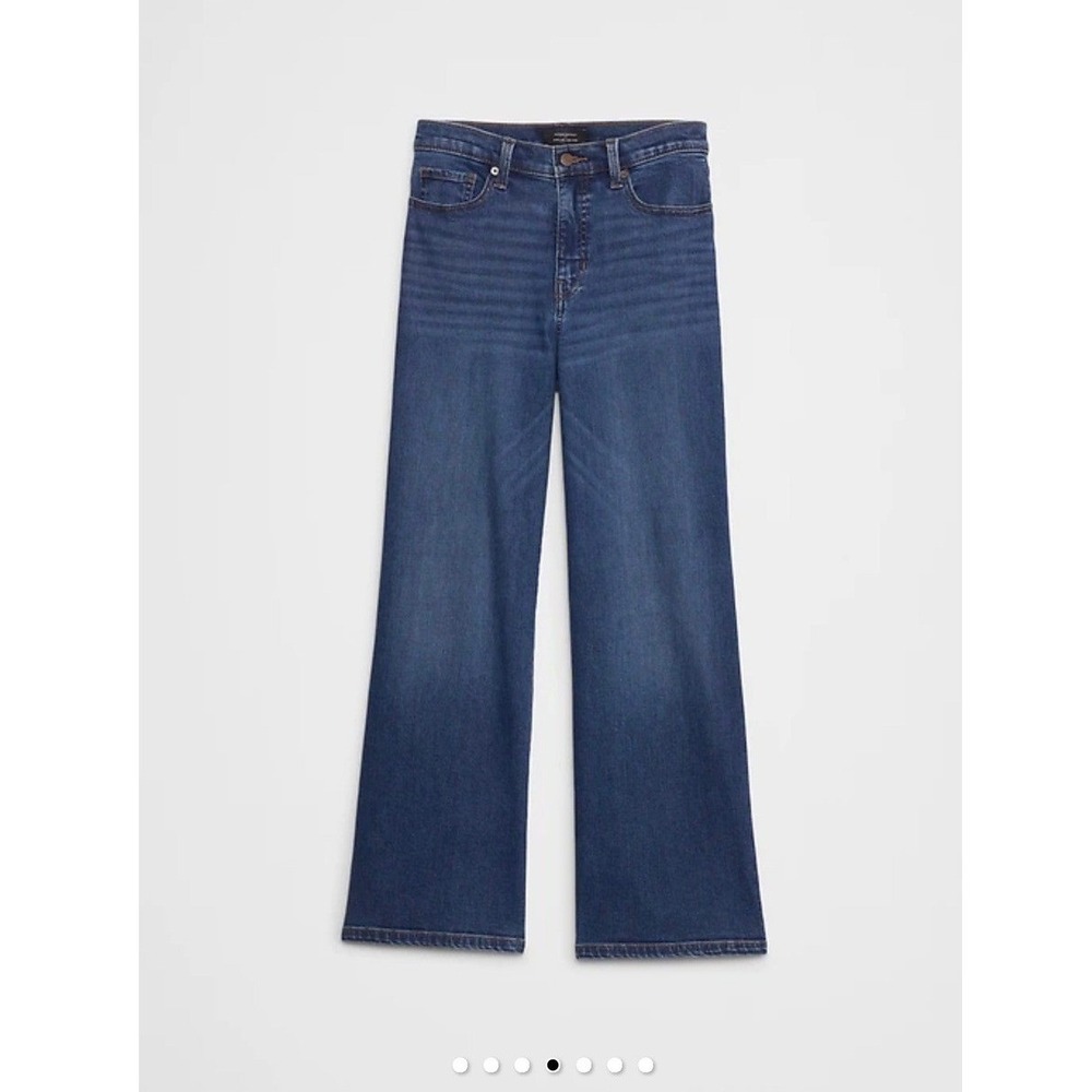 Banana Republic Factory High-Rise Wide-Leg Jeans Dark Wash Blue 33/16 Stretch - Picture 7 of 9